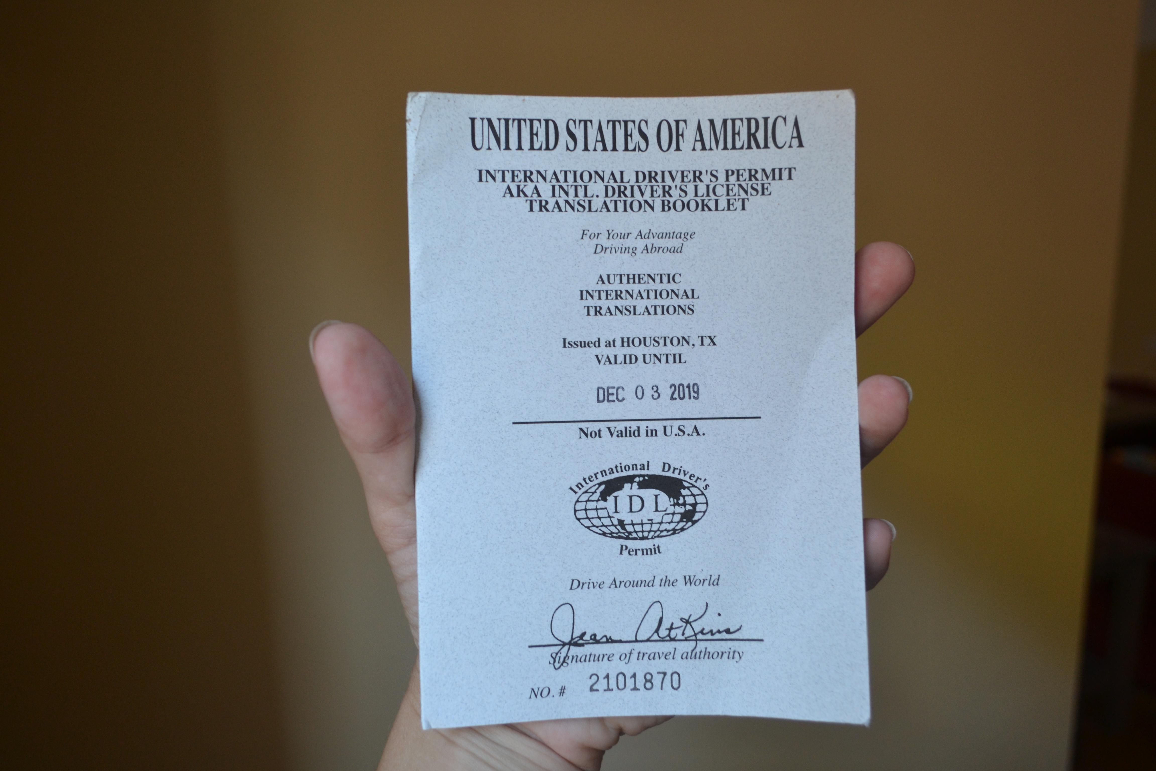 My International Driver's License (IDL)