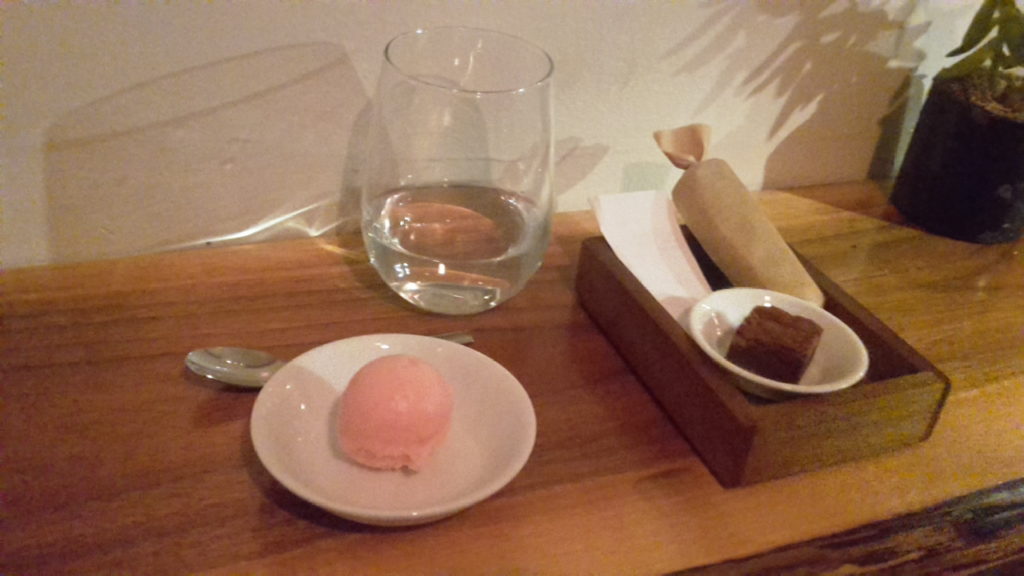 Grapefruit Campari sorbet Brownie & Granola Bar The Table in Cambridge Boston USA 20170311_210845