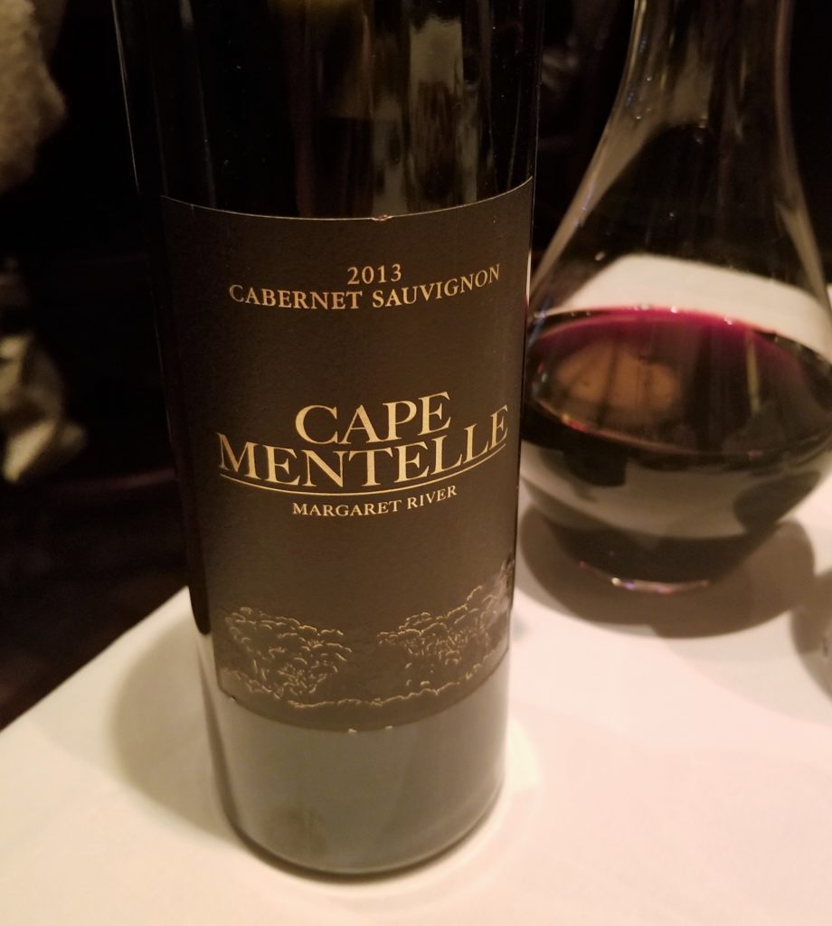 Cape Mentelle wine at a US steakhouse