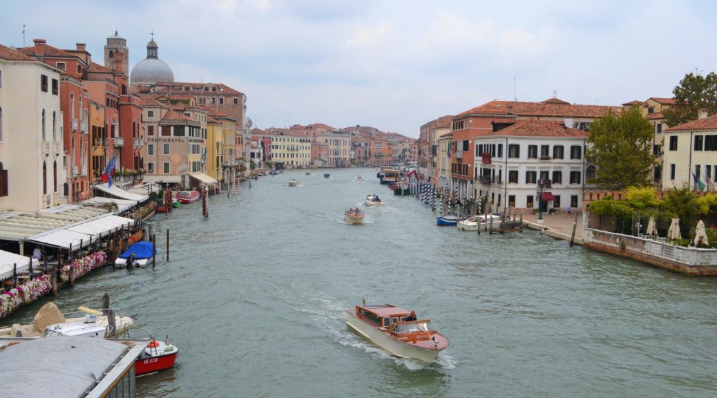 View of a Boat on the Grand Canal in Venice